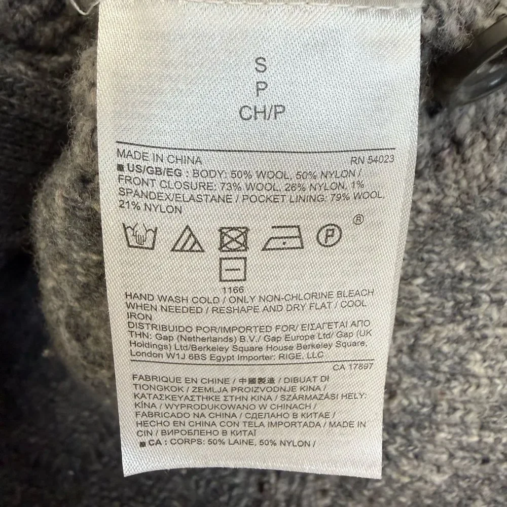 Banana Republic Gray Marled Chunky Cable Knit Cardigan Sweater Men's Small